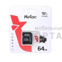 Карта памяти MicroSD  64GB  Netac  P500  Eco  Class 10 UHS-I + SD адаптер