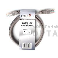 Патч корд литой TELECOM UTP Кат. 5е, серый, 1 м. (1/250) Патч корд литой TELECOM UTP Кат. 5е, серый, 1 м. (1/250)